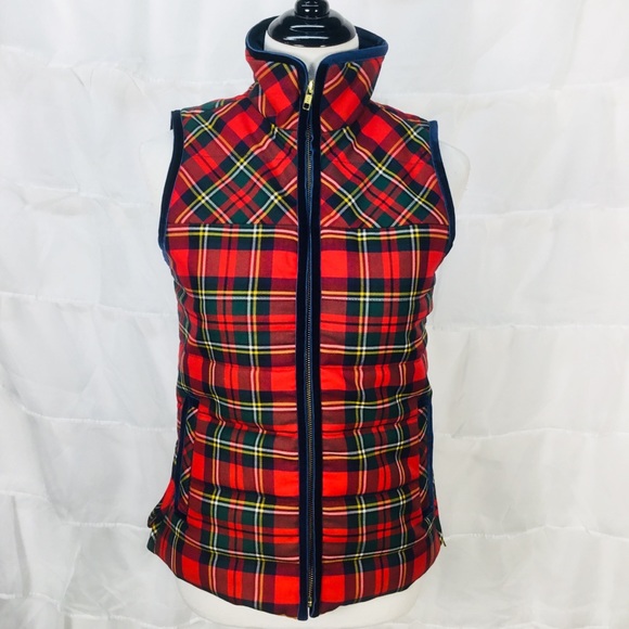 J. Crew Jackets & Blazers - NWT J. Crew Tartan Plaid Vest Full Zip Red Green